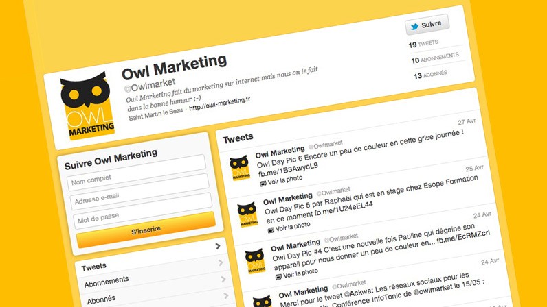 Le compte Twitter de Owl Marketing