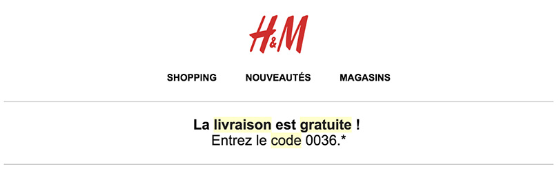 Livraison offerte sur H&M grâce à un code promotionnel