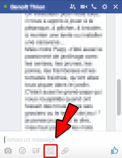 le bouton pour ajouter des emoji facebook sur messenger