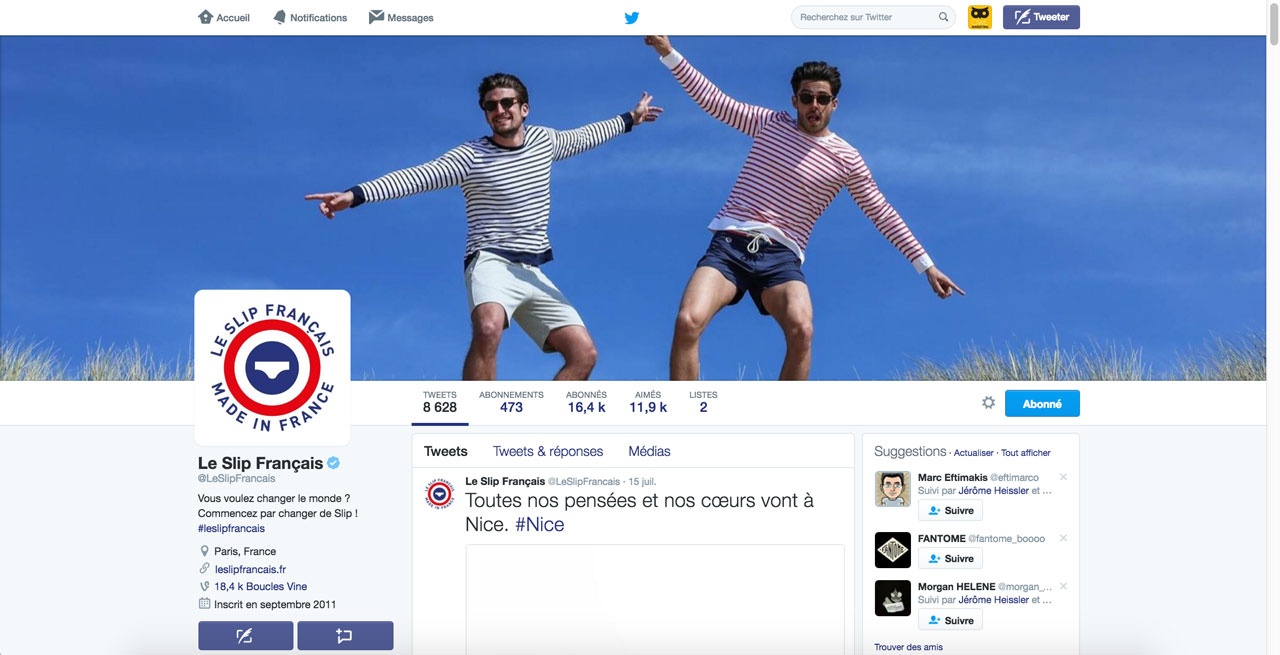 Le compte Twitter certifié du @LeSlipFrancais