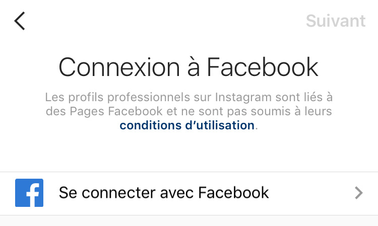 Connecter sa page facebook à son profil instagram pro