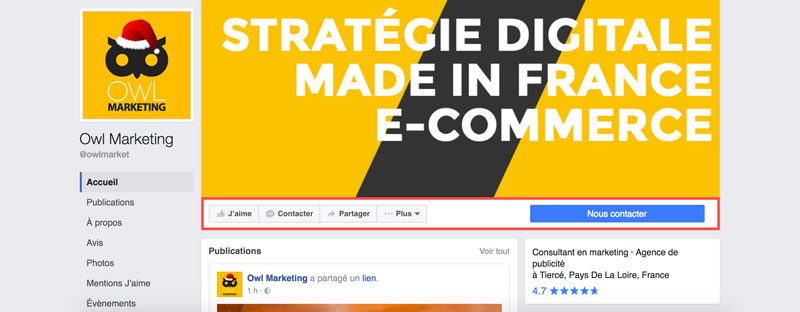 Des call-to-action plus visibles sur les pages facebook