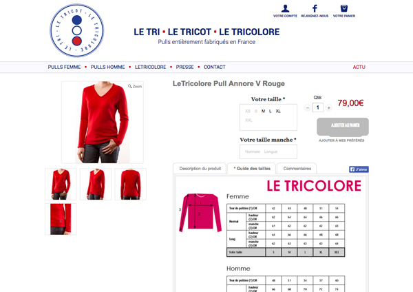 aide au choix de la taille e-commerce - Le tricot