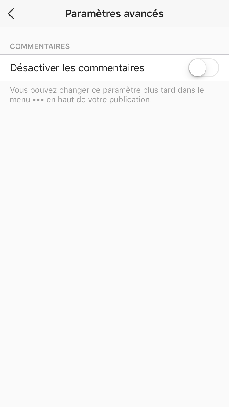 Désactiver les commentaires sur Instagram - étape 2
