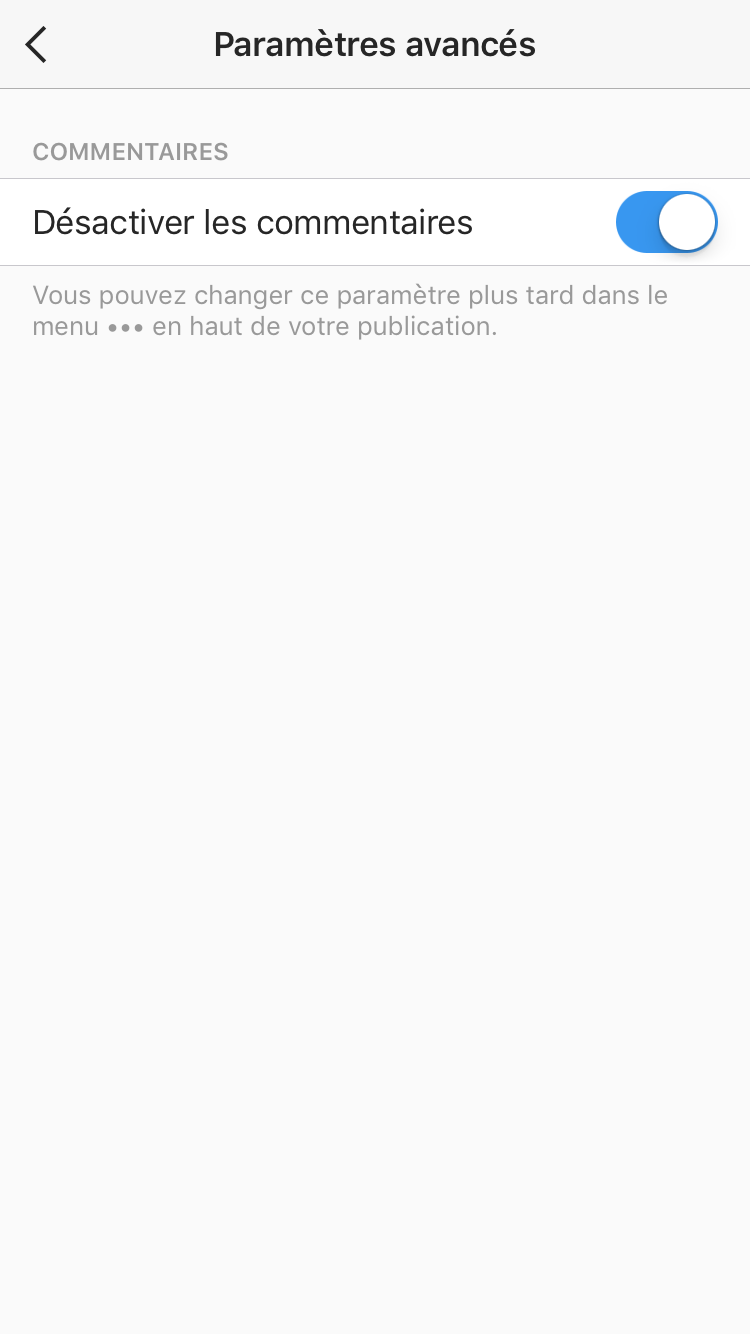 Désactiver les commentaires sur Instagram - étape 3