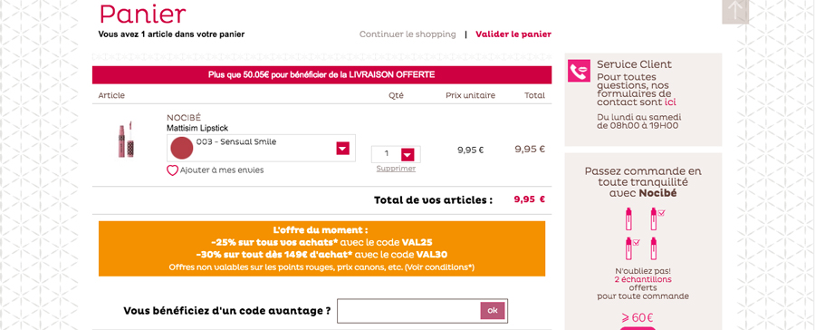 les codes promos e-commerce directement dans le panier