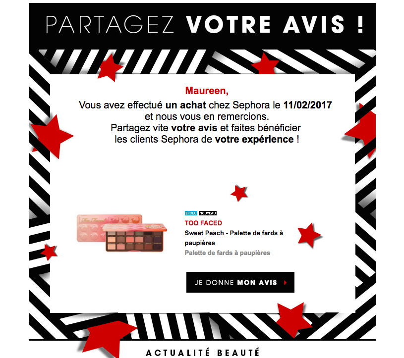 email pour demander l'avis des clients en e-commerce